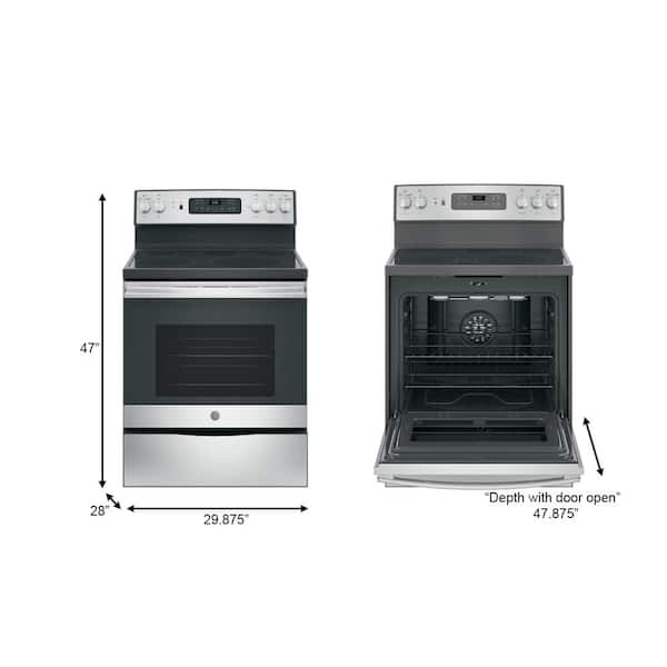 GE 30 in. 5.3 cu. ft. Freestanding Electric Range in Stainless Steel with  Convection, Air Fry Cooking JB735SPSS - The Home Depot