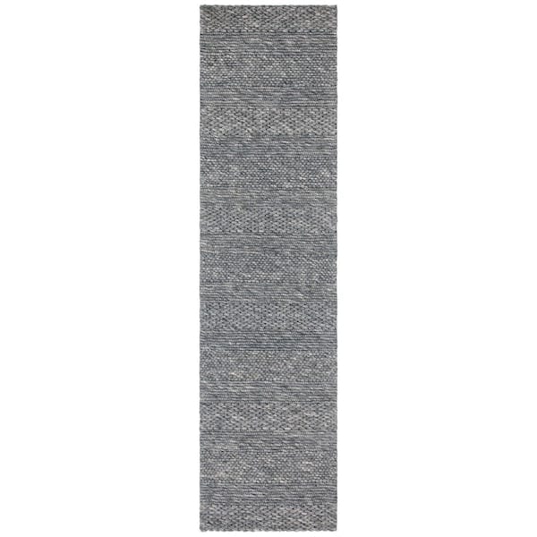 Marbella 2 ft. x 7 ft. Dark Gray Striped Links Runner Rug