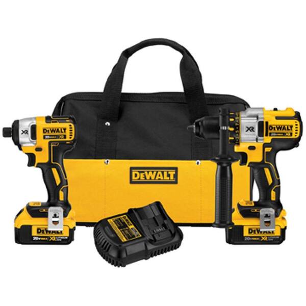 DEWALT 20-Volt Max XR Lithium-Ion Cordless Brushless Hammer Drill and Impact Driver Combo Kit (2-Tool)
