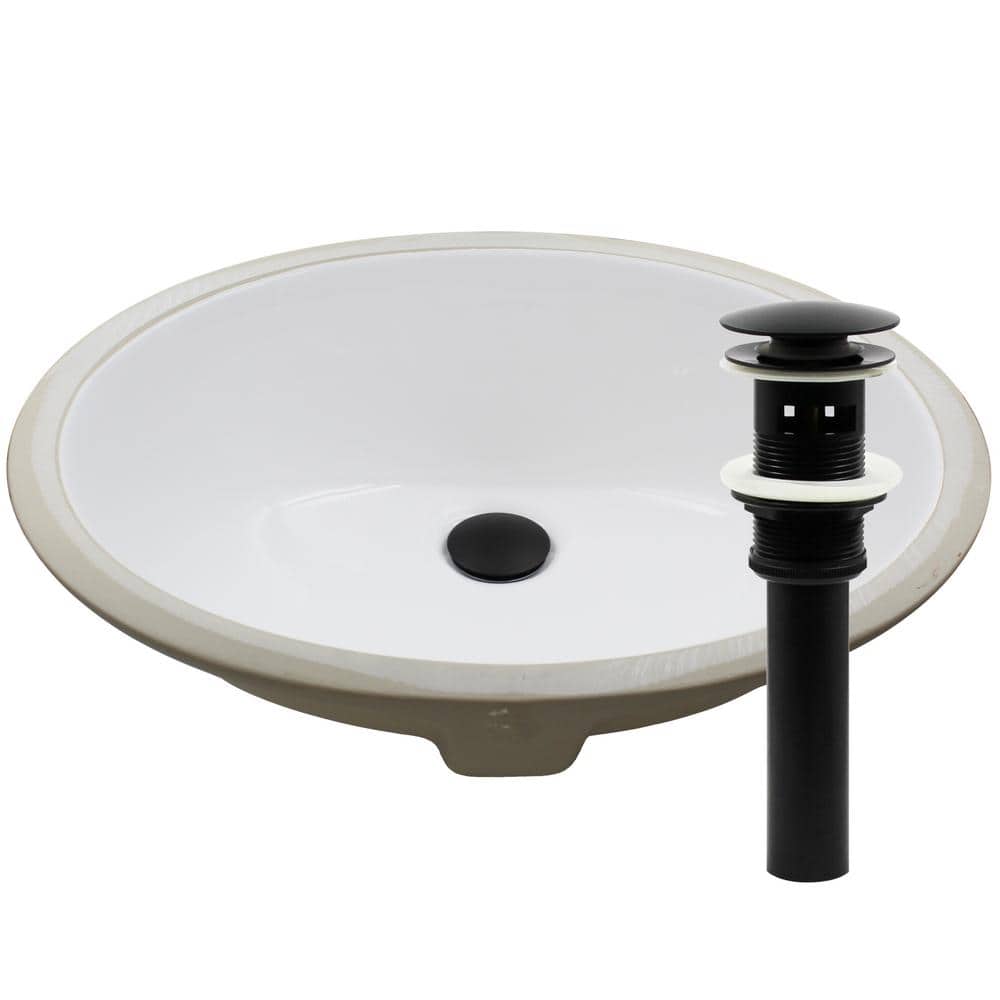 Novatto 19.5 in. Oval Undermount Porcelain Bathroom Sink in White with  Overflow Drain in Matte Black NP-U191307MB The Home Depot