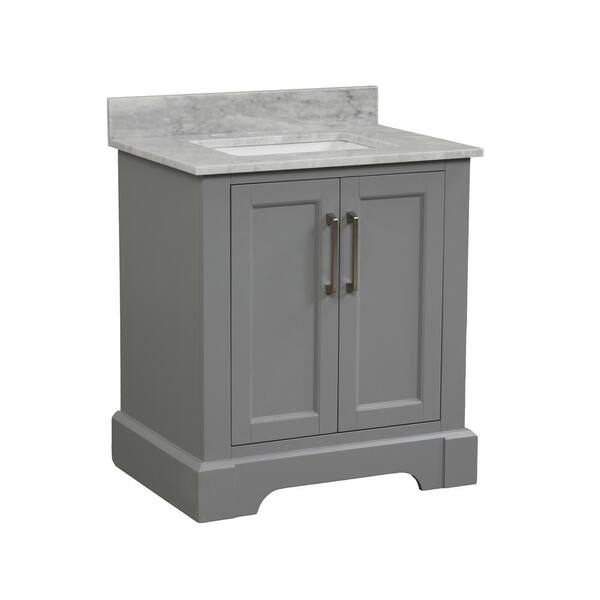 Maincraft 30 in. W x 22 in D. x 33 in. H Bath Vanity in Gray with White Marble Top
