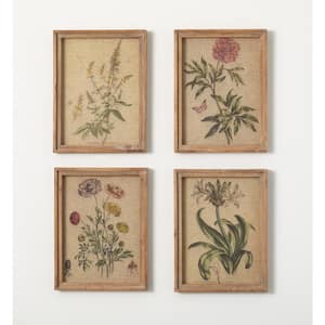 Brown Retro Wildflower Framed Nature Art Print 16.75 in. x 12.75 in. (Set of 4)