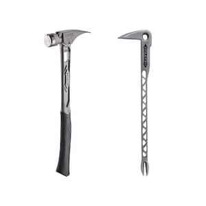 15 oz. TiBone Smooth Face with Curved Handle with 12 in. Titanium Clawbar Nail Puller with Dimpler (2-Piece)