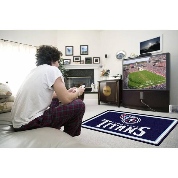 Tennessee Titans Nfl Team Logo Grey Area Rugs Wooden Style Living