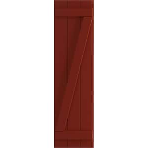 16-1/8 in. x 60 in. True Fit PVC 3-Board Joined Board and Batten Shutters with Z-Bar Pair in Pepper Red