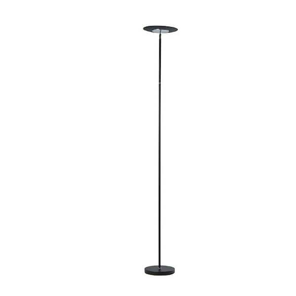 ORE International 72 in. Linea LED AdjustableTorchiere Satin Black Floor Lamp