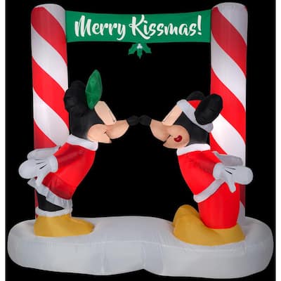 5.5 ft. Inflatable Christmas Mickey and Minnie Kissing Under Mistletoe Disney