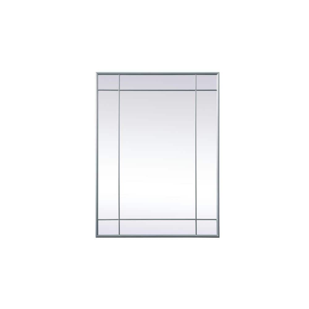 Timeless Home 30 in. W x 40 in. H Iron Silver French Panel Wall Mirror