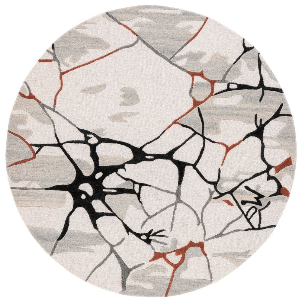 Metro 6 ft. x 6 ft. Ivory/Gray Abstract Cracked Stone Round Area Rug price history on PriceWatchPro