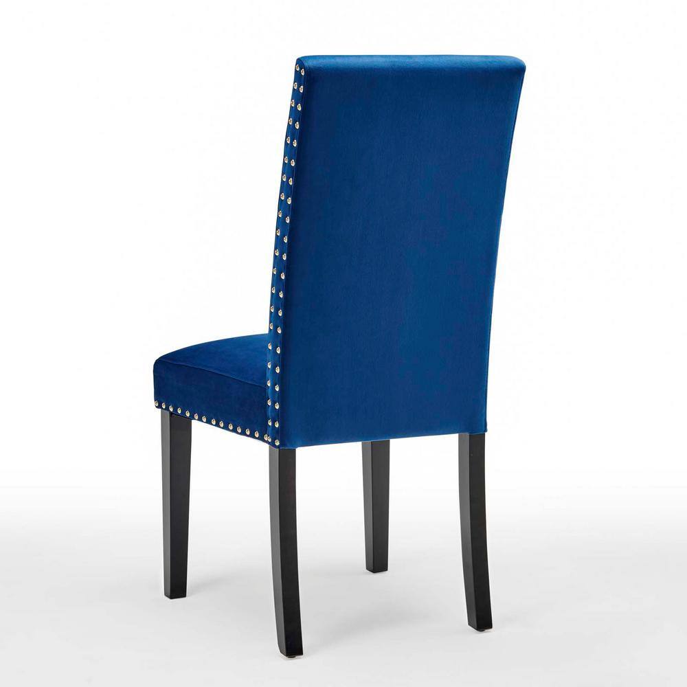 Elegant Navy Velvet Upholstered Parsons Side Chair with Nailhead Trim