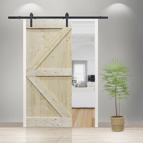 38 in. x 84 in. Unfinished Knotty Pine Sliding Interior DIY Barn Door Slab
