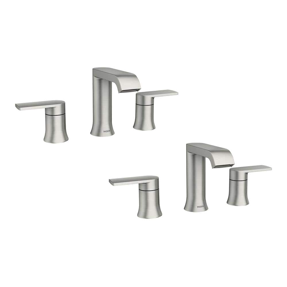 MOEN Genta 8 in. Widespread Double Handle Bathroom Faucet w/ Drain Kit