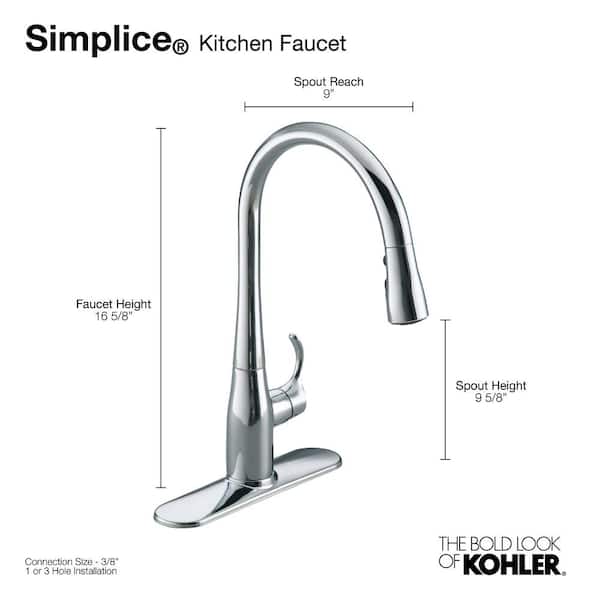 KOHLER Simplice Pull Down Sink Faucet Replacement Stainless Steel Sprayer Head 