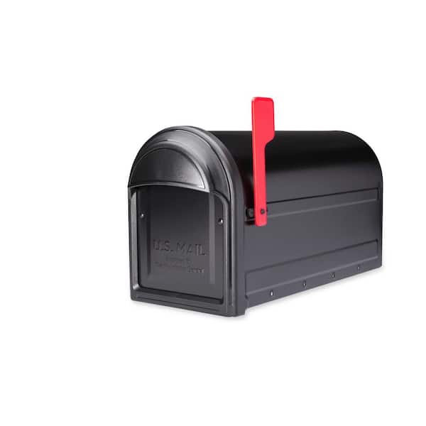 Barrington Post Mount Mailbox Black with Red Flag Barrington Post Mount Mailbox Black with Red Flag