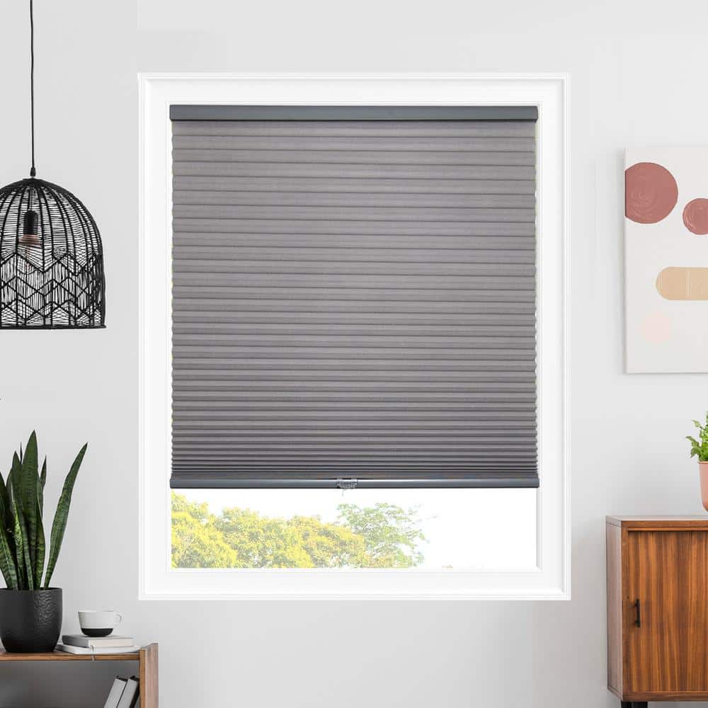 Chicology Cut-to-Size Montana Dark Grey Cordless Light-Filtering Polyester  Cellular Shades 64 in. W x 84 in. L CSLF-MDG-IM-64X84 The Home Depot
