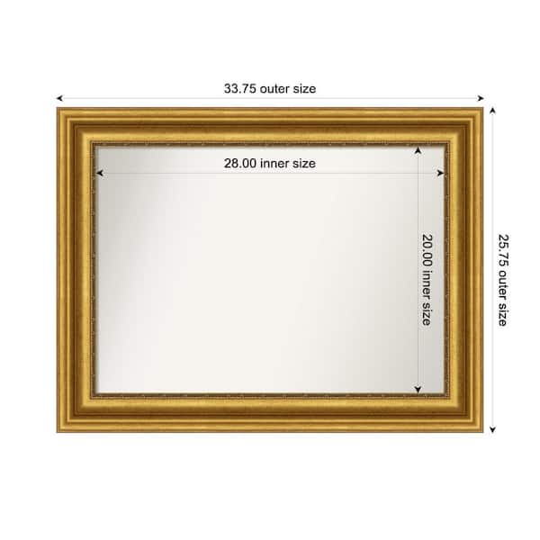 Amanti Art Parlor Gold 33.75 in. x 25.75 in. Custom Non-Beveled Recycled Polystyrene FramedBathroom Vanity Wall Mirror