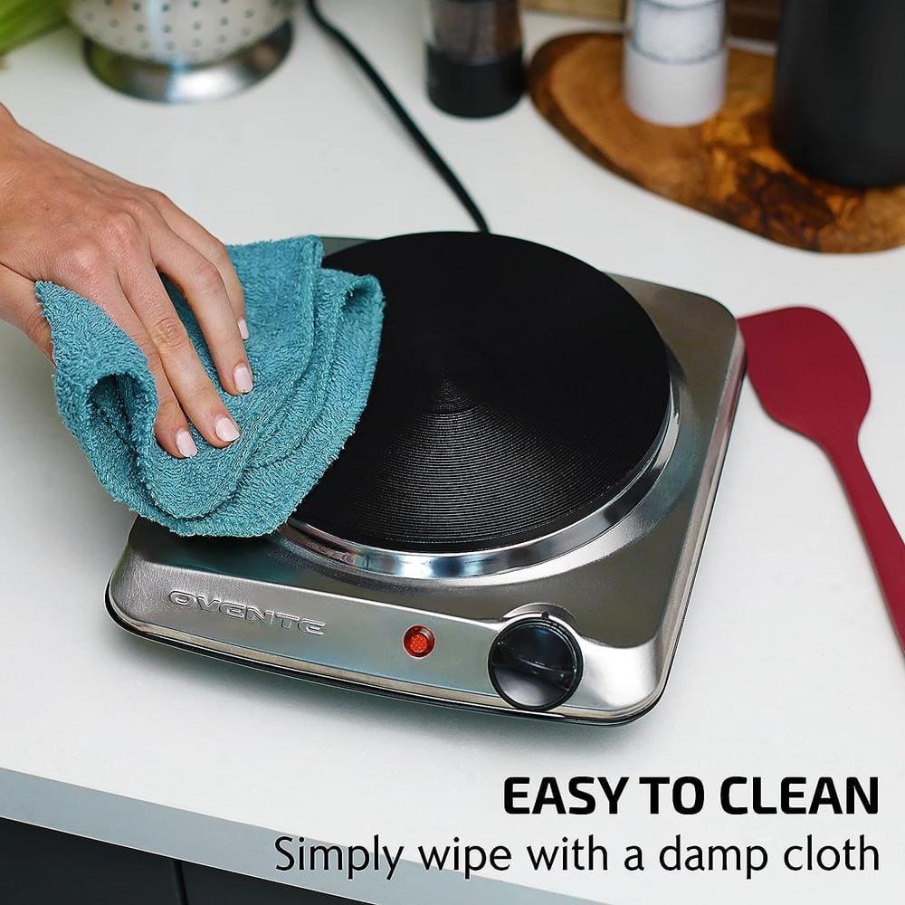 Compact Silver Stainless Steel Single Burner Electric Hot Plate