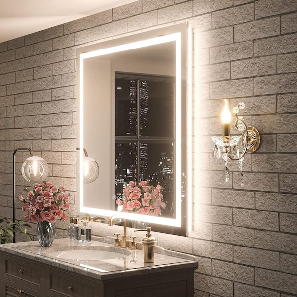 Apmir 36 in. W x 36 in. H Square Frameless Double LED Lights Anti-Fog Wall Bathroom Vanity Mirror in Tempered Glass, 3-Color Frontlit & Backlit