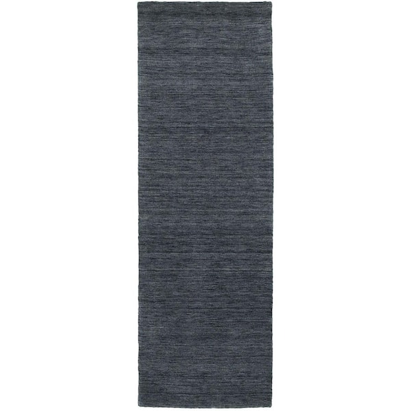 2 ft. x 8 ft. Navy Blue Solid Color Washable Area Rug