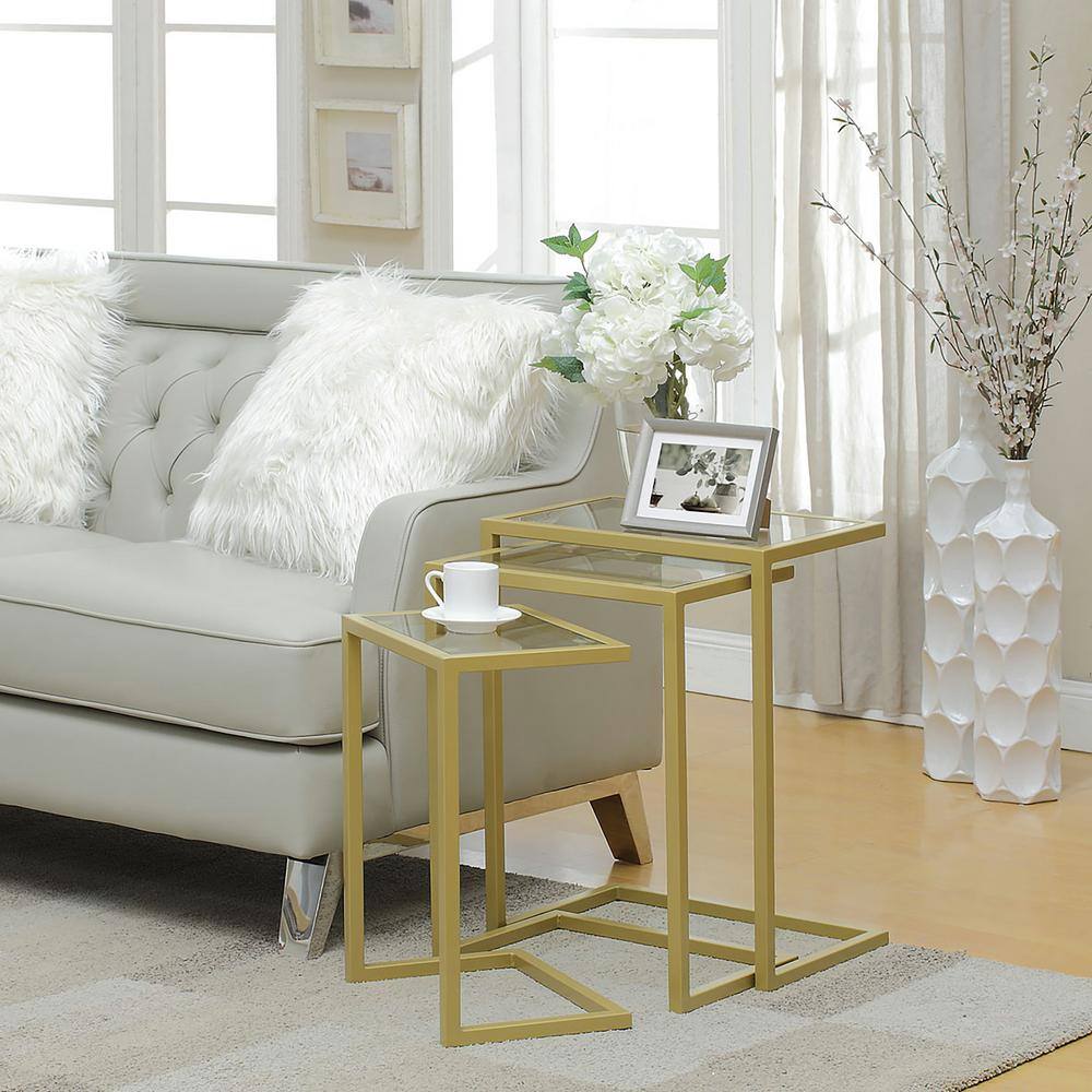 Addison Gold-Tempered Glass Modern Nesting Table Trio