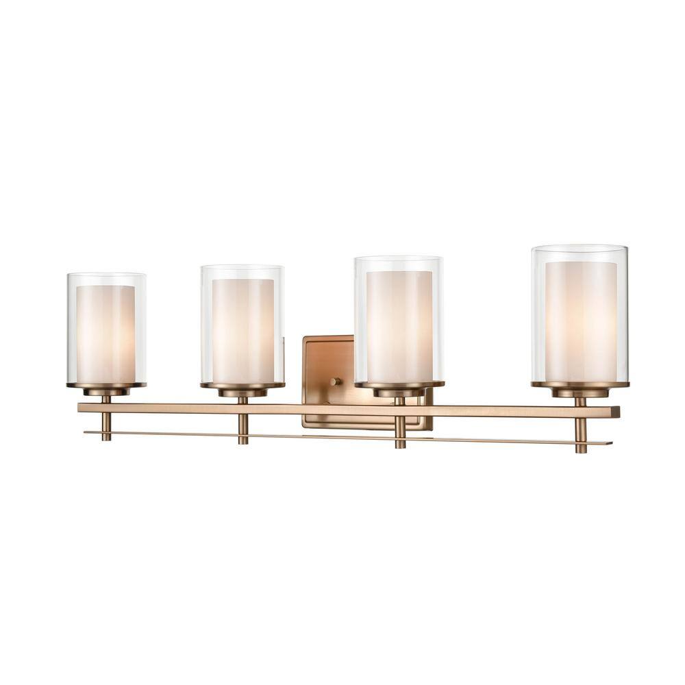 Modern Gold 4-Light Cylinder Shade Bathroom Vanity Light