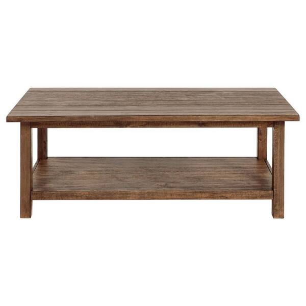 Benjara Ayne 24 in. Brown Rectangle Wood Coffee Table with