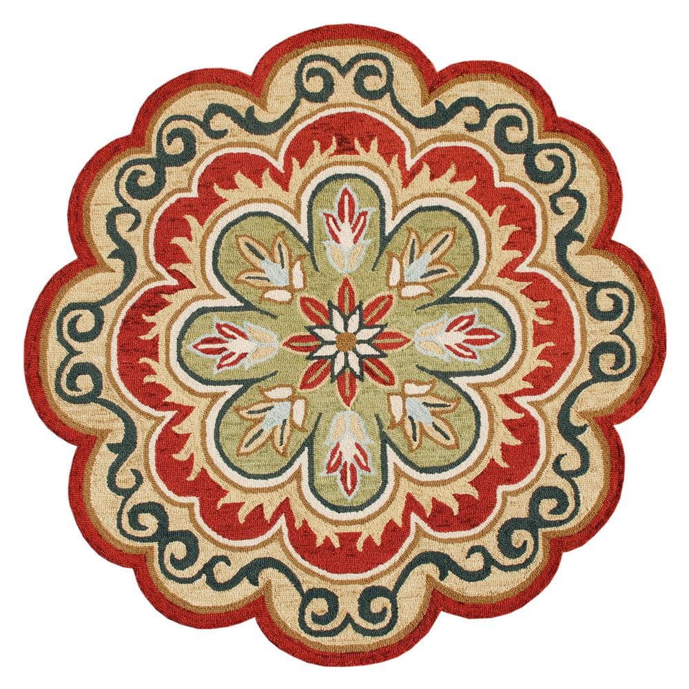 Daliah Hand-Tufted 6 ft. x 6 ft. Rust/Gold Bohemian Floral Wool Round Indoo