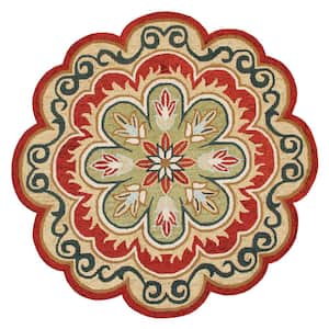 Daliah Hand-Tufted 6 ft. x 6 ft. Rust/Gold Bohemian Floral Wool Round Indoor Area Rug