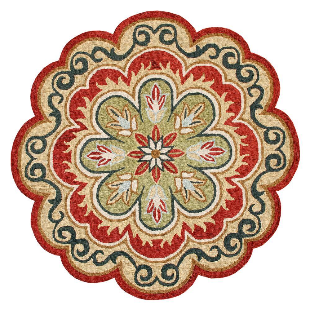 Daliah Hand-Tufted 4 ft. x 4 ft. Rust/Gold Bohemian Floral Wool Round Indoo