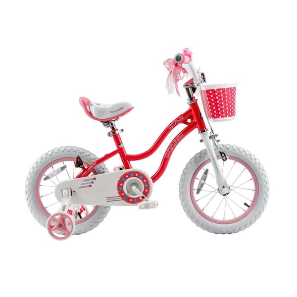 Royalbaby Stargirl Girl's Bike with Training Wheels and basket, 14 in. Wheels in Pink