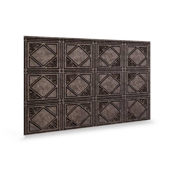 INNOVERA DECOR BY PALRAM 18.5'' x 24.3'' Artnouvo Decorative 3D PVC Backsplash Panels in Smoked Pewter 6-Pieces