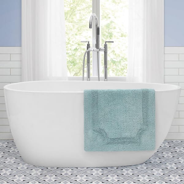 Laura Ashley Solid Reversible Aqua 20 in. x 32 in. 2-Piece Set