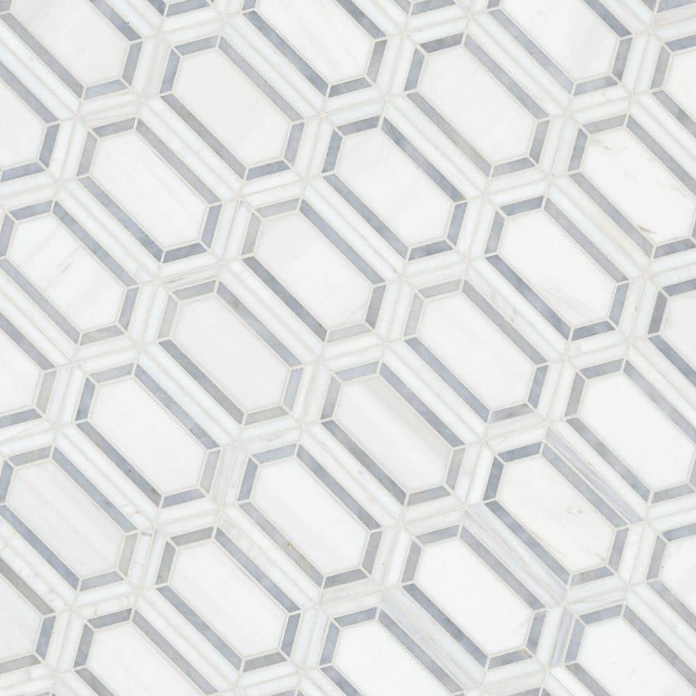 12x12 White and Brown Marble Mosaic Tile Pack