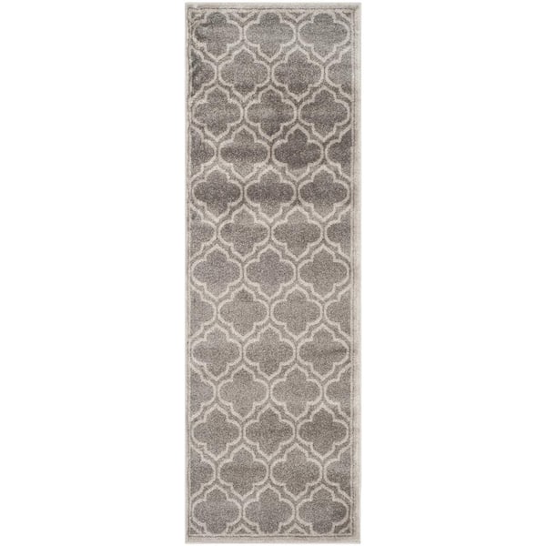 Amherst Gray/Light Gray 2 ft. x 9 ft. Geometric Quatrefoil Runner Rug
