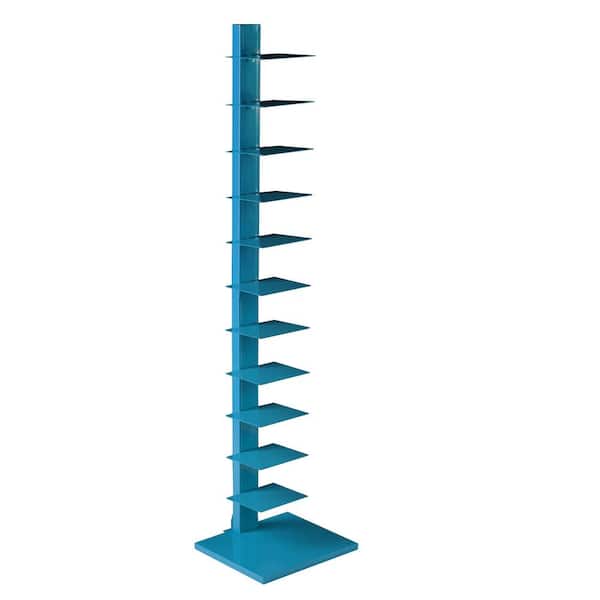 Southern Enterprises Stewartby 65.25 in Cyan Iron 12 Shelf Contemporary Bookcase