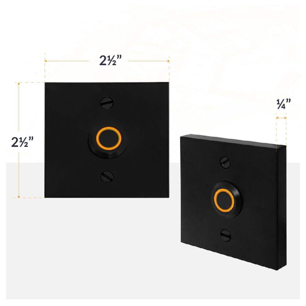 Black Square Lighted Wired Metal Doorbell Button