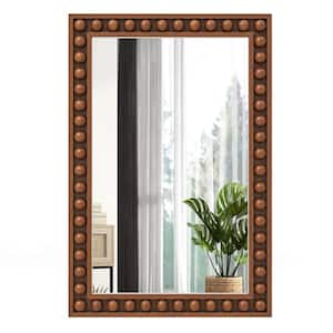 24 in. W x 36 in. H Rectangular Framing Wood Wall Bathroom Vanity Mirror in Brown