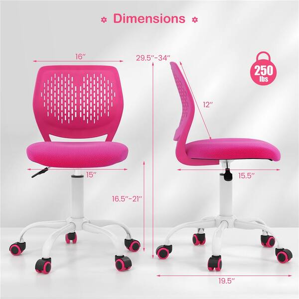 Costway Rose Adjustable Height Mid Back Task Chair with Armless GHMHSKU01074