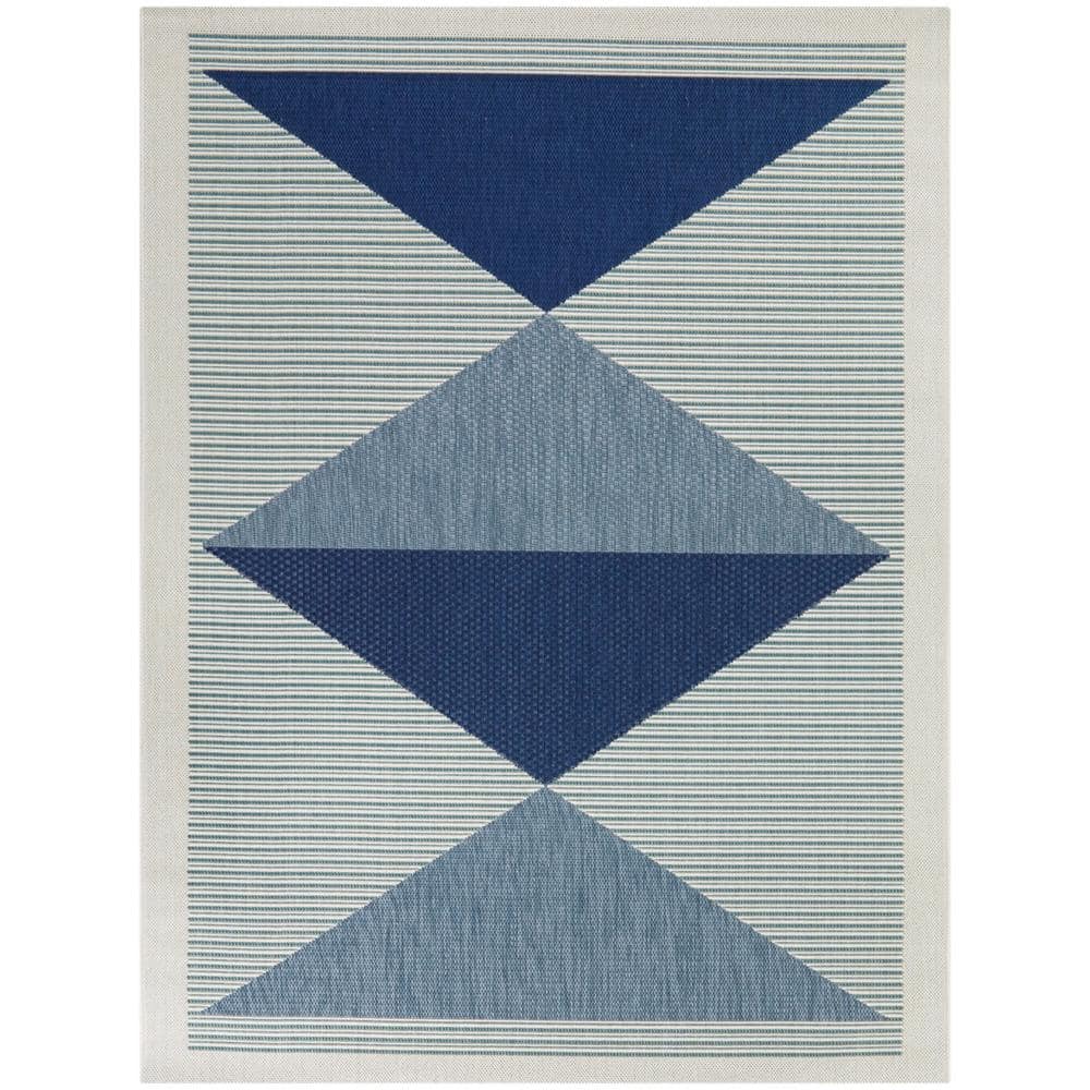 Navy Geometric Braided Reversible Synthetic 5' x 7' Rug