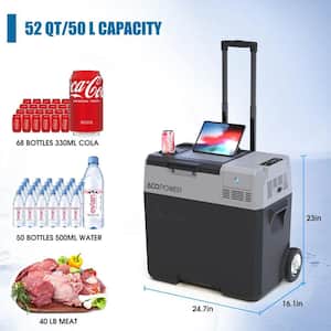 52 qt. Car Freezer Portable Refrigerator, Cooler with APP Control and 6 in. Off-Road Wheels