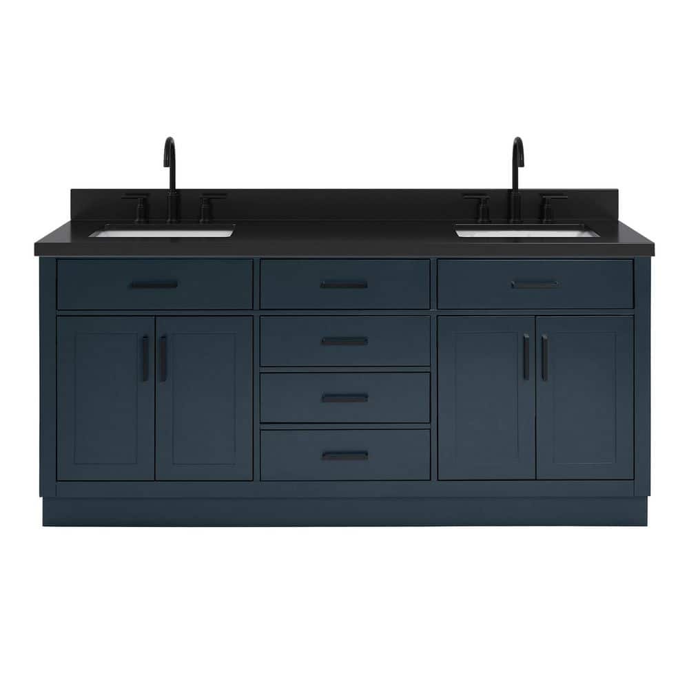 Hepburn 72 in. Double Sink Freestanding Bath Vanity in Midnight Blue with Carbon Black Quartz Top price history on PriceWatchPro