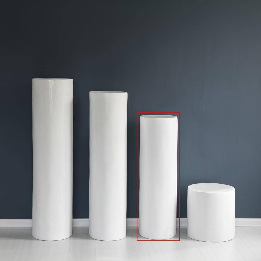 Tall White Fiberglass Cylinder Pedestal Stand