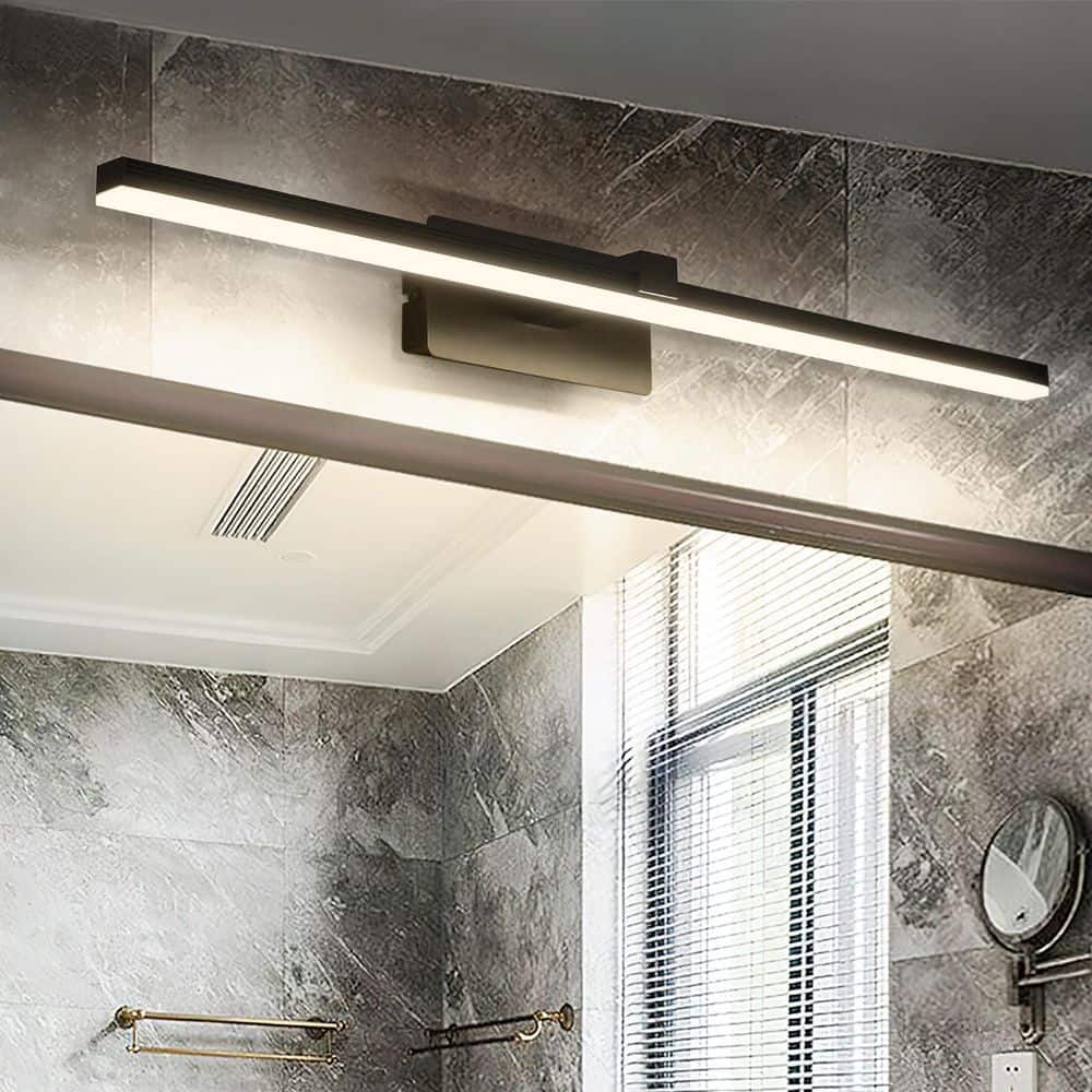 NIMBUS 1-Light 23.8 in. W Black Integrated LED Vanity Light Bar Modern Minimalist Wall Sconce for Bathroom and Vanity price history on PriceWatchPro