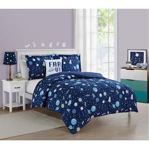 Out of this world Navy 3-Piece Microfiber Comforter Set - Twin