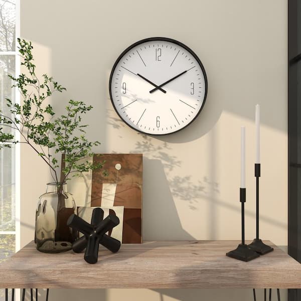 Litton Lane 20 in. x 20 in. Black Glass Wall Clock 042149 - The