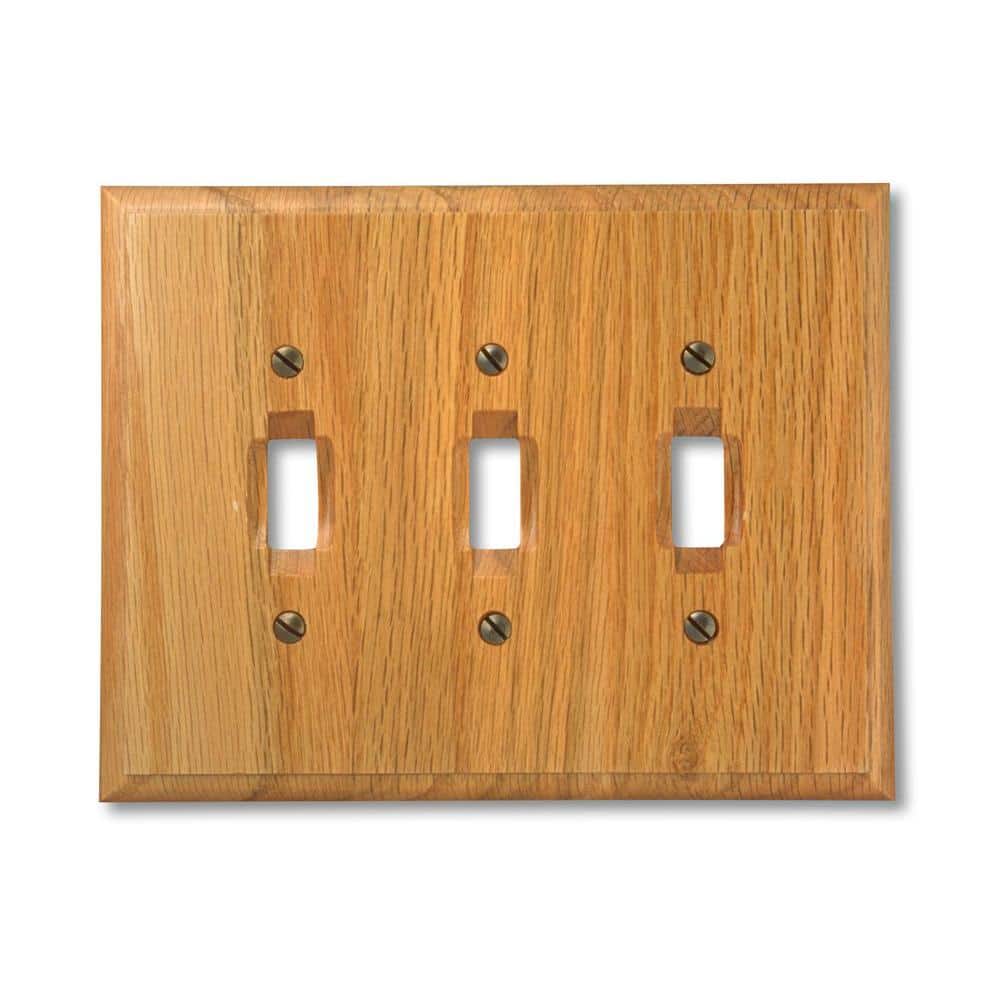 Light Oak Triple Toggle Wood Wallplate