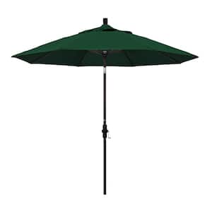 9 ft. Aluminum Collar Tilt Patio Umbrella in Hunter Green Olefin