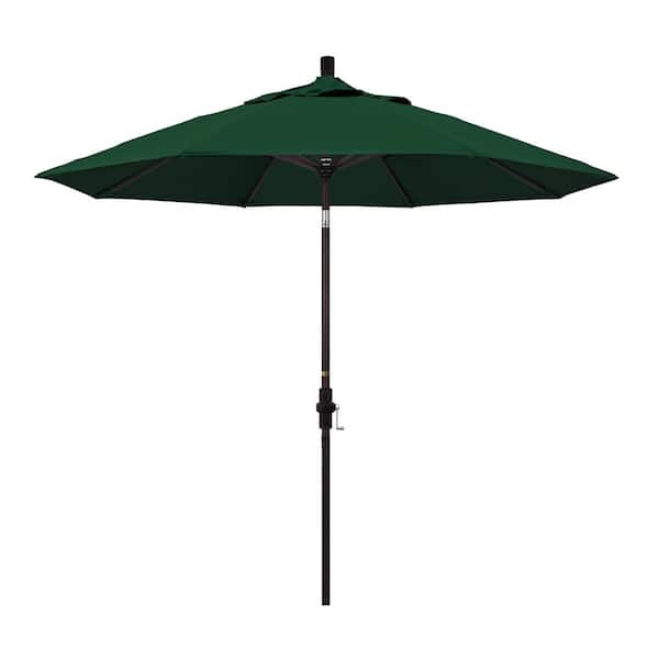 California Umbrella 9 ft. Aluminum Collar Tilt Patio Umbrella in Hunter Green Olefin
