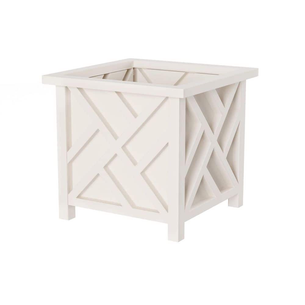 14.75 in. x 13 in. 12 gal. Square Plastic Plant Pot for Front Porch Garden Decor, White price history on PriceWatchPro