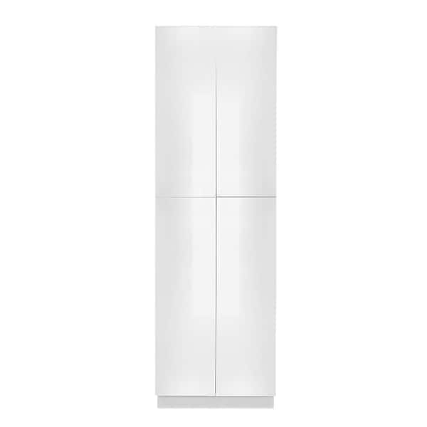 LIFEART CABINETRY Valencia Assembled 24 in. W x 24 in. D x 96 in. H in Gloss White Plywood Assembled Tall Pantry Kitchen Cabinet